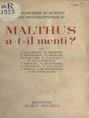 cover image of Malthus a-t-il menti ?